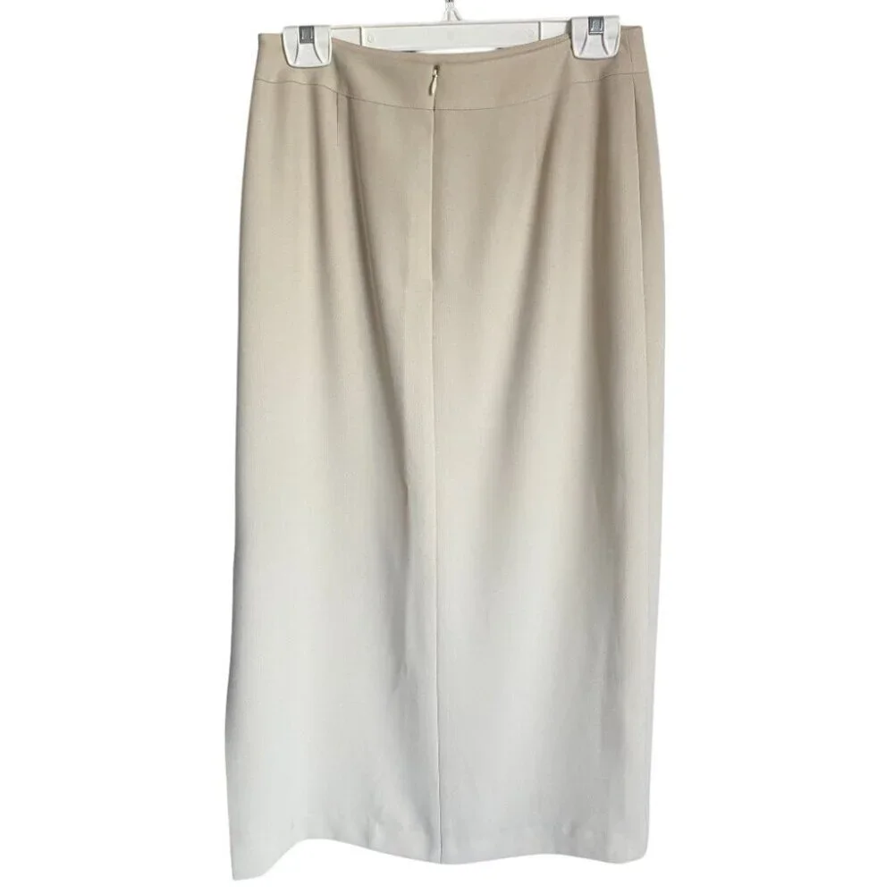 Vintage D'Oraz Beige Minimalist Pencil Midi Skirt 10 - Picture 2 of 5